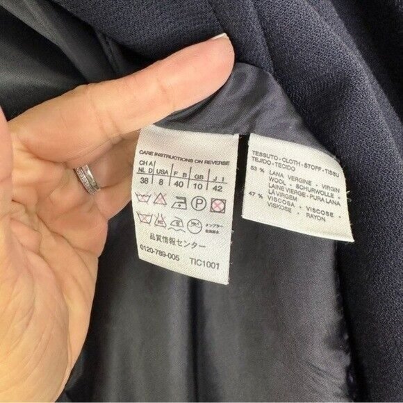 MaxMara Navy Single Breasted Blazer Women’s Size 8 - Picture 10 of 12